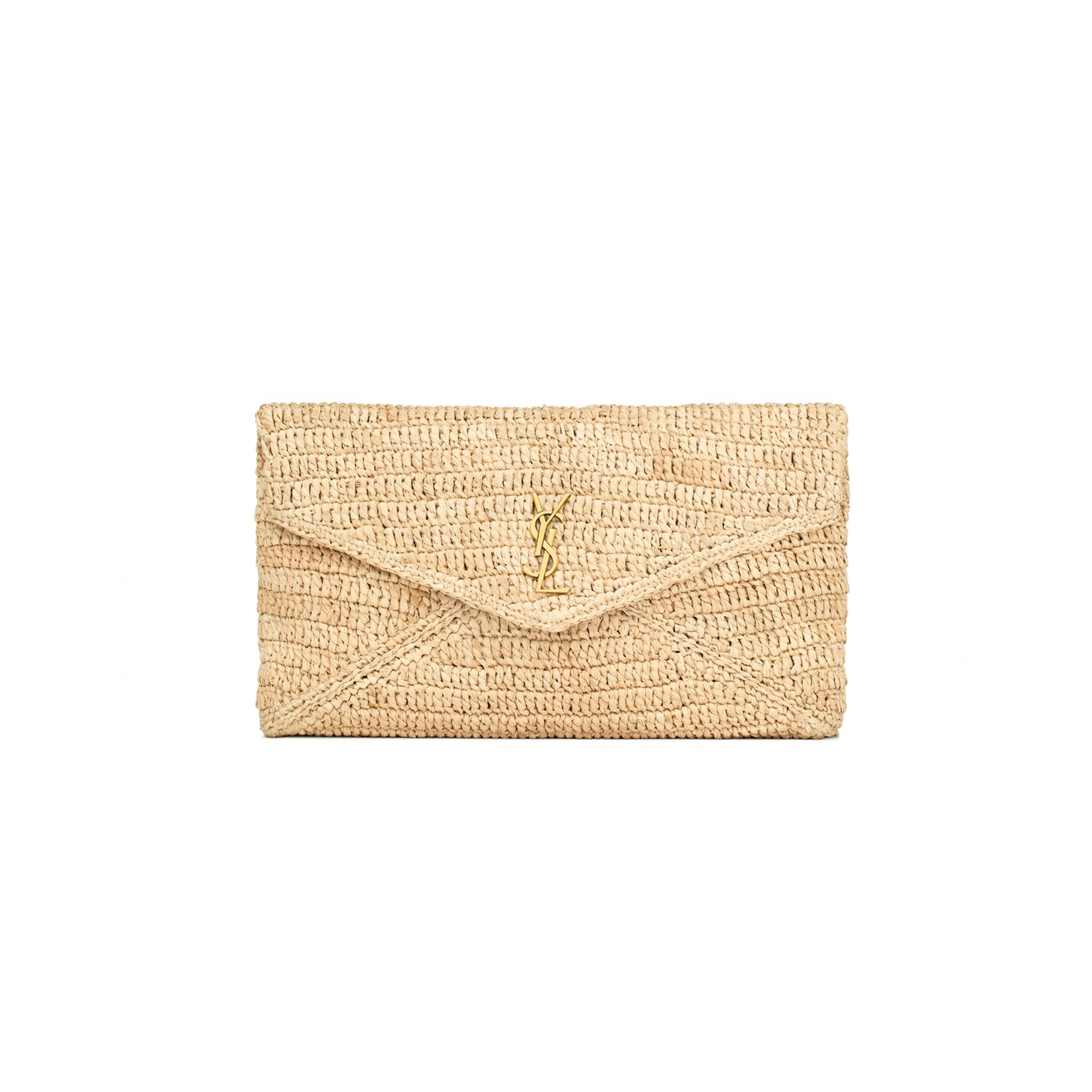 YSL CASSANDRE LARGE ENVELOPE POUCH IN RAFFIA 786074GAAEX2080 (29.5*18*4.5cm)